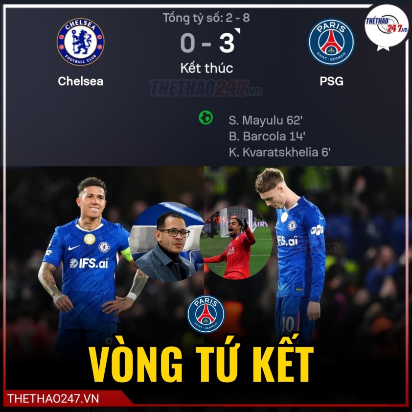 Thua 2-8 trước PSG, Chelsea 'muối mặt' dừng bước tại Champions League 808244